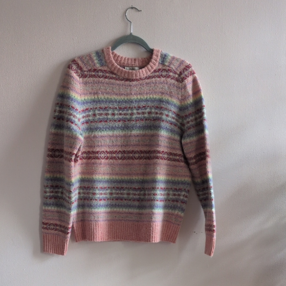 J. Crew Pastel Striped Crew Neck Sweater